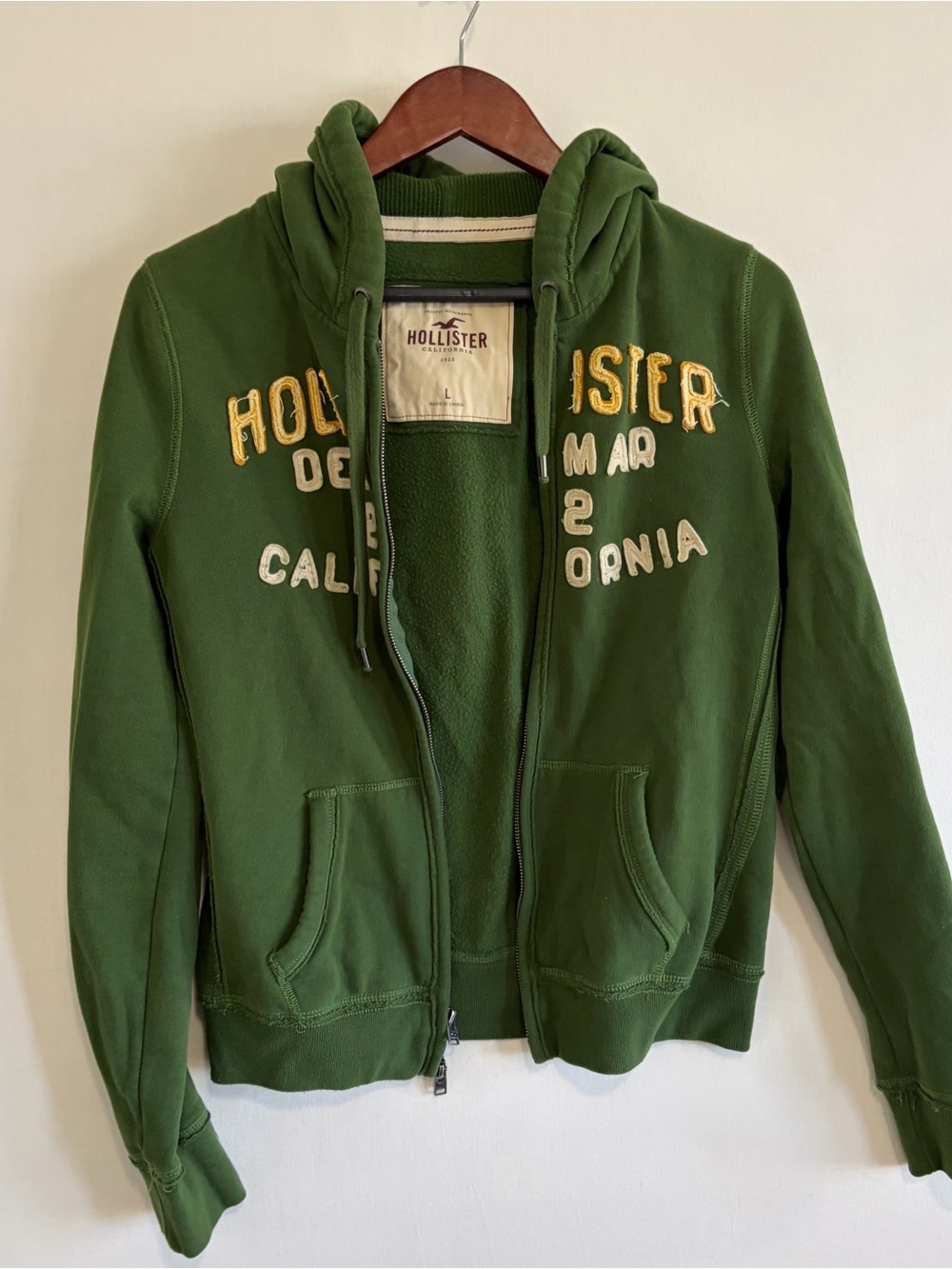 Vintage Y2K Hollister Zip-Up Hoodie Women’s Size L Surf Green 2000s